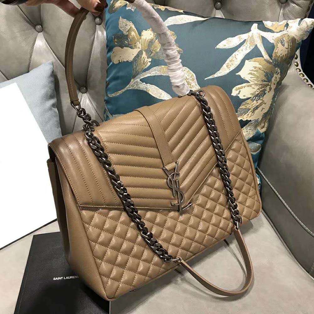 Side profile showing envelope flap and shoulder strap details