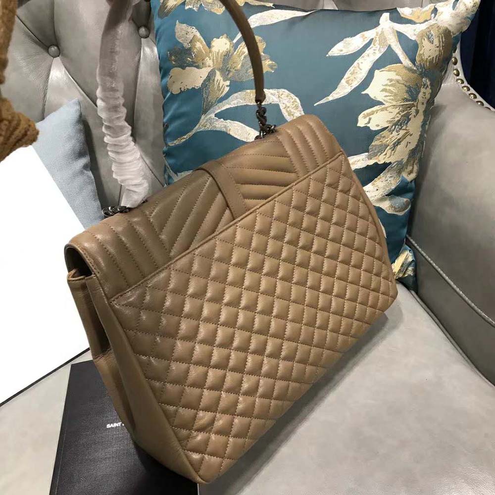 Saint Laurent YSL Large Envelope Mixed Grain De Poudre Matelasse-Sandy - image 4