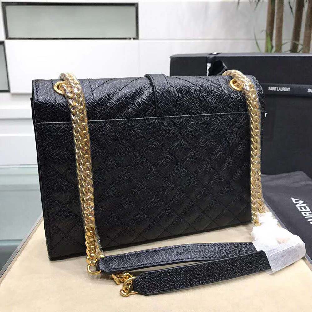Saint Laurent YSL Medium Envelope Mixed Grain De Poudre Matelasse-Black - image 5