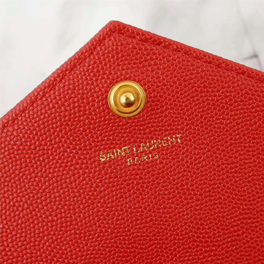 Saint Laurent YSL Medium Monogram Envelope Chain Wallet Gold Hardware-Red - image 8