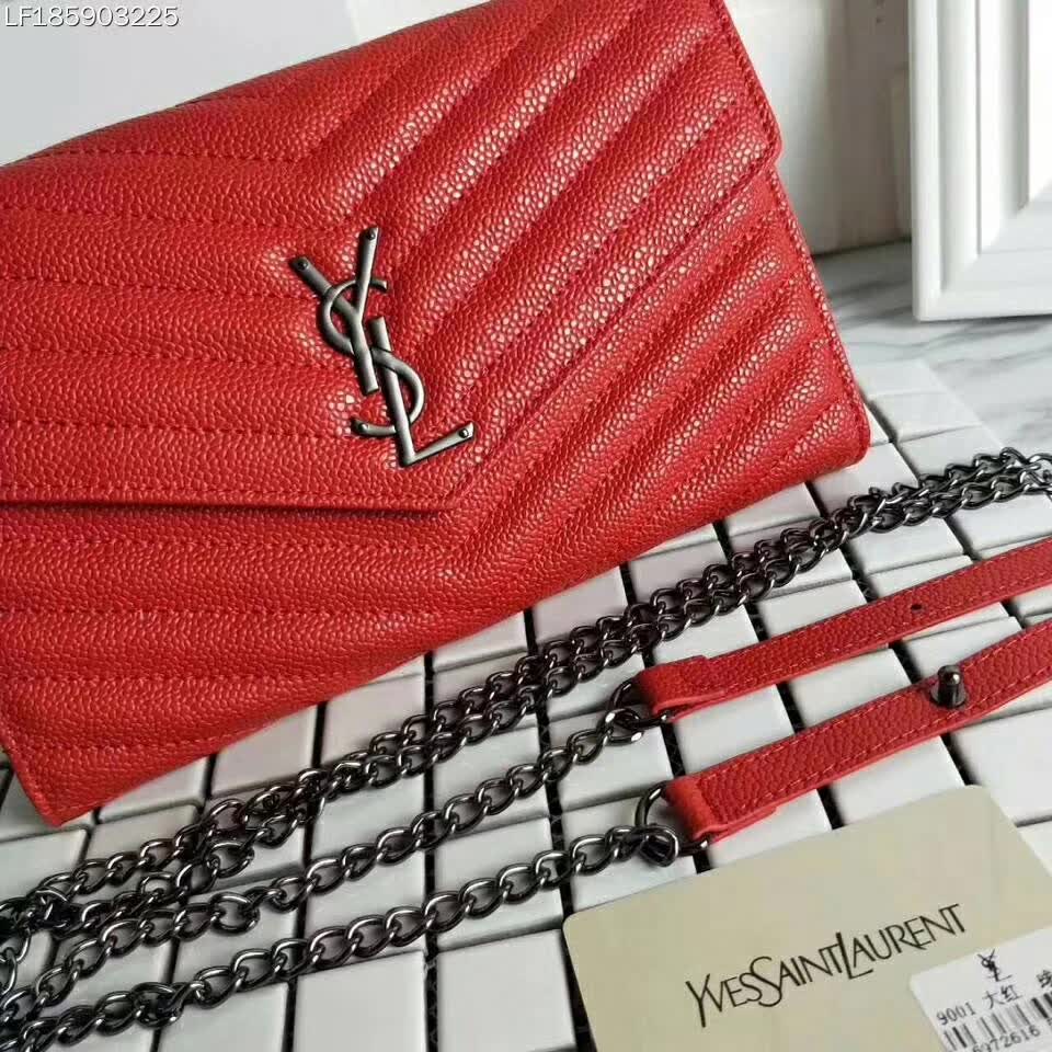 Saint Laurent YSL Medium Monogram Envelope Chain Wallet Silver Hardware - image 4