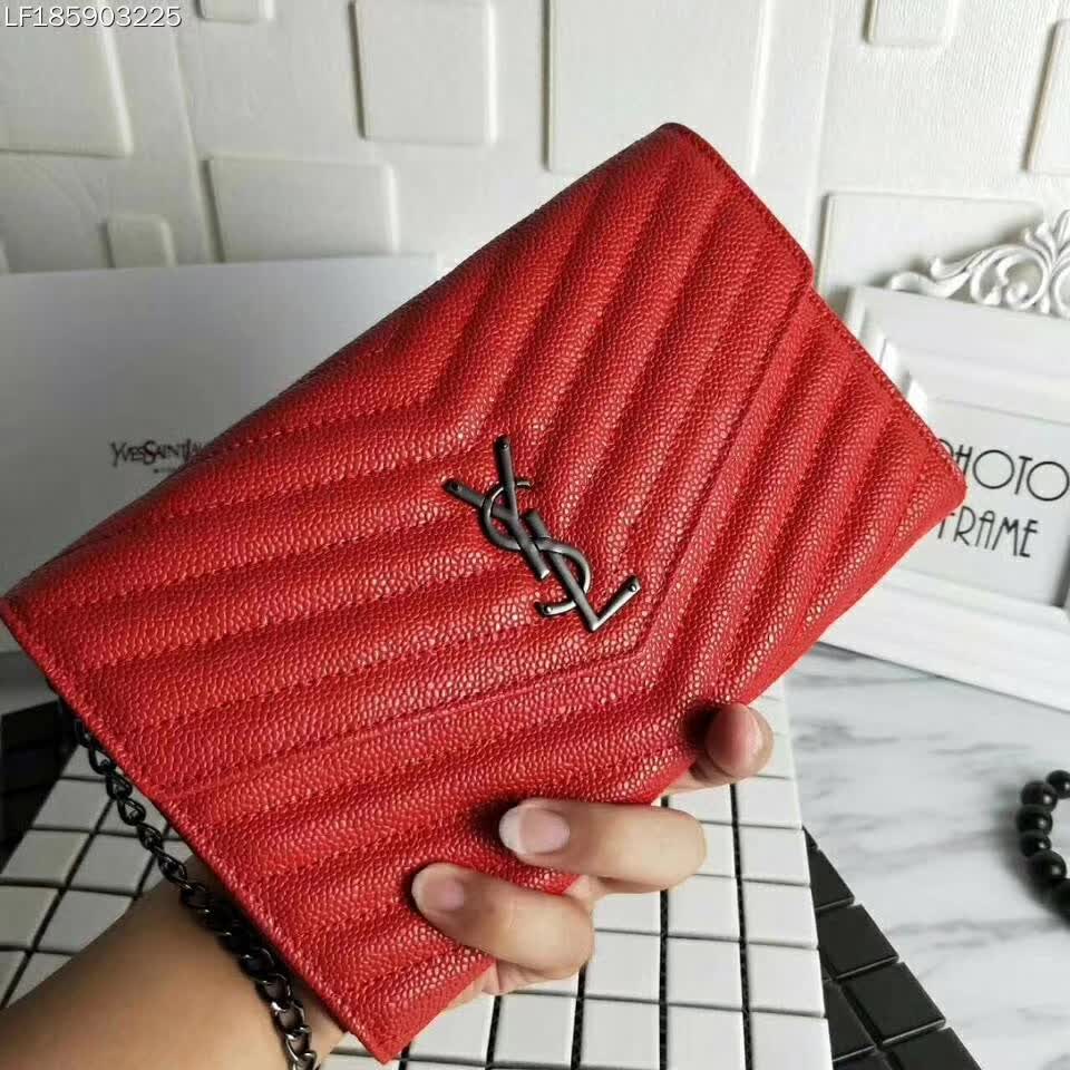 Saint Laurent YSL Medium Monogram Envelope Chain Wallet Silver Hardware - image 6