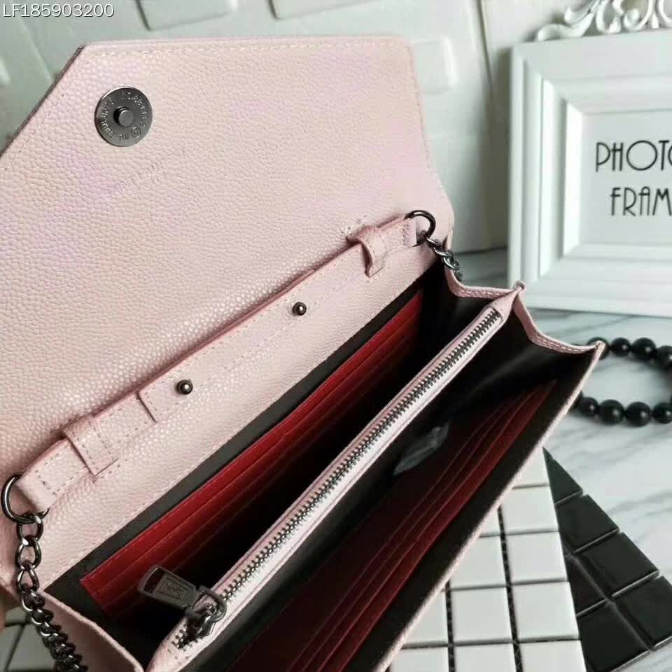 Saint Laurent YSL Medium Monogram Envelope Chain Wallet Silver Hardware-Pink - image 6