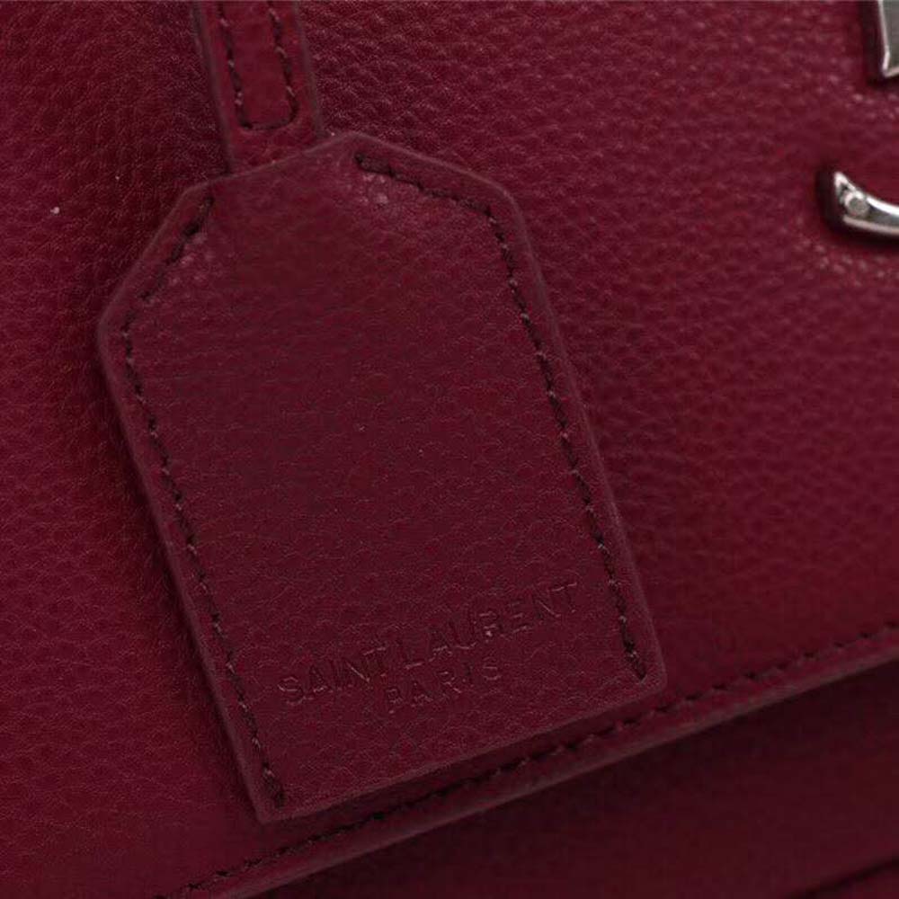 Saint Laurent YSL Medium Sunset Bag Calfskin Leather-Maroon - image 9