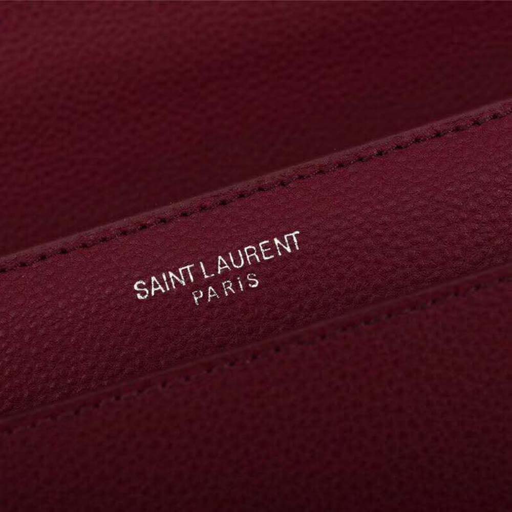 Saint Laurent YSL Medium Sunset Bag Calfskin Leather-Maroon - image 10