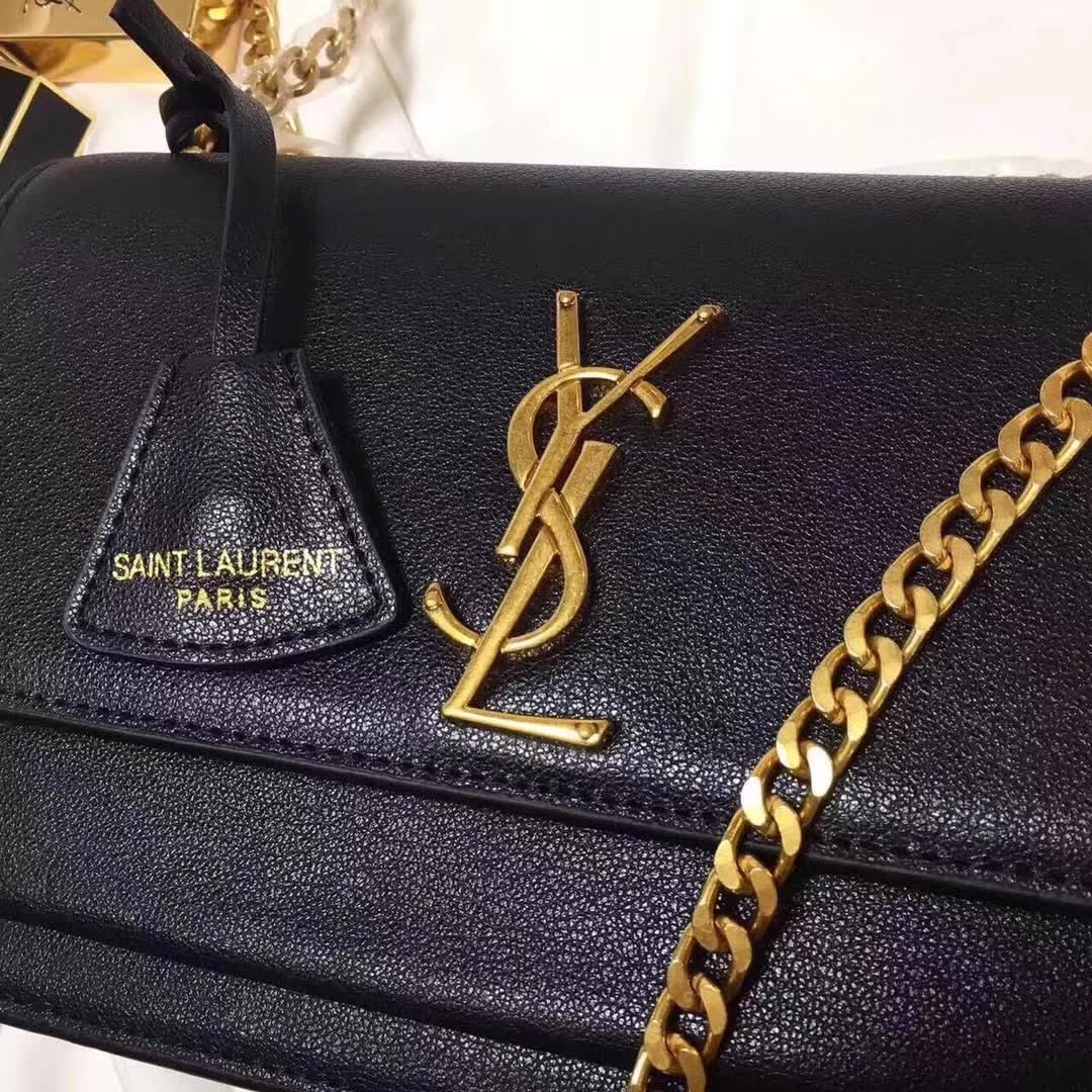 Saint Laurent YSL Medium Sunset Bag in Calfskin Leather-Black - image 9