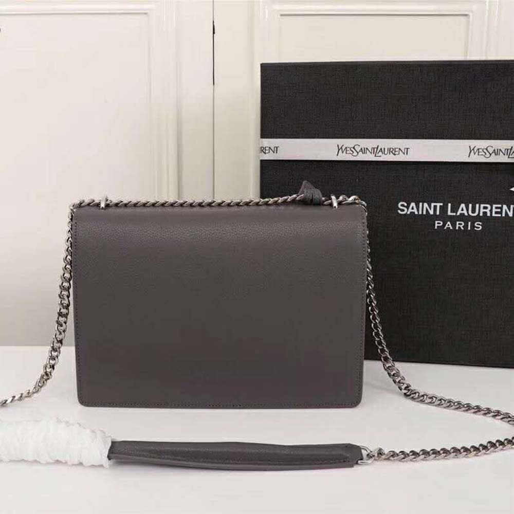 Saint Laurent YSL Medium Sunset Bag in Calfskin Leather-Grey - image 5
