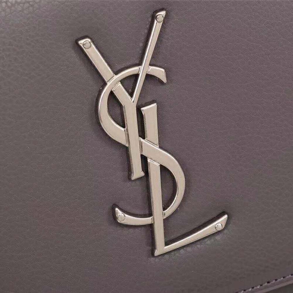 Saint Laurent YSL Medium Sunset Bag in Calfskin Leather-Grey - image 8
