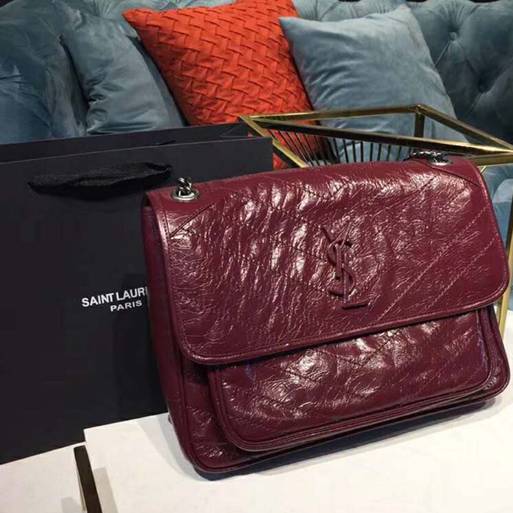 Saint Laurent YSL Niki Large in Vintage Leather-Maroon - image 4