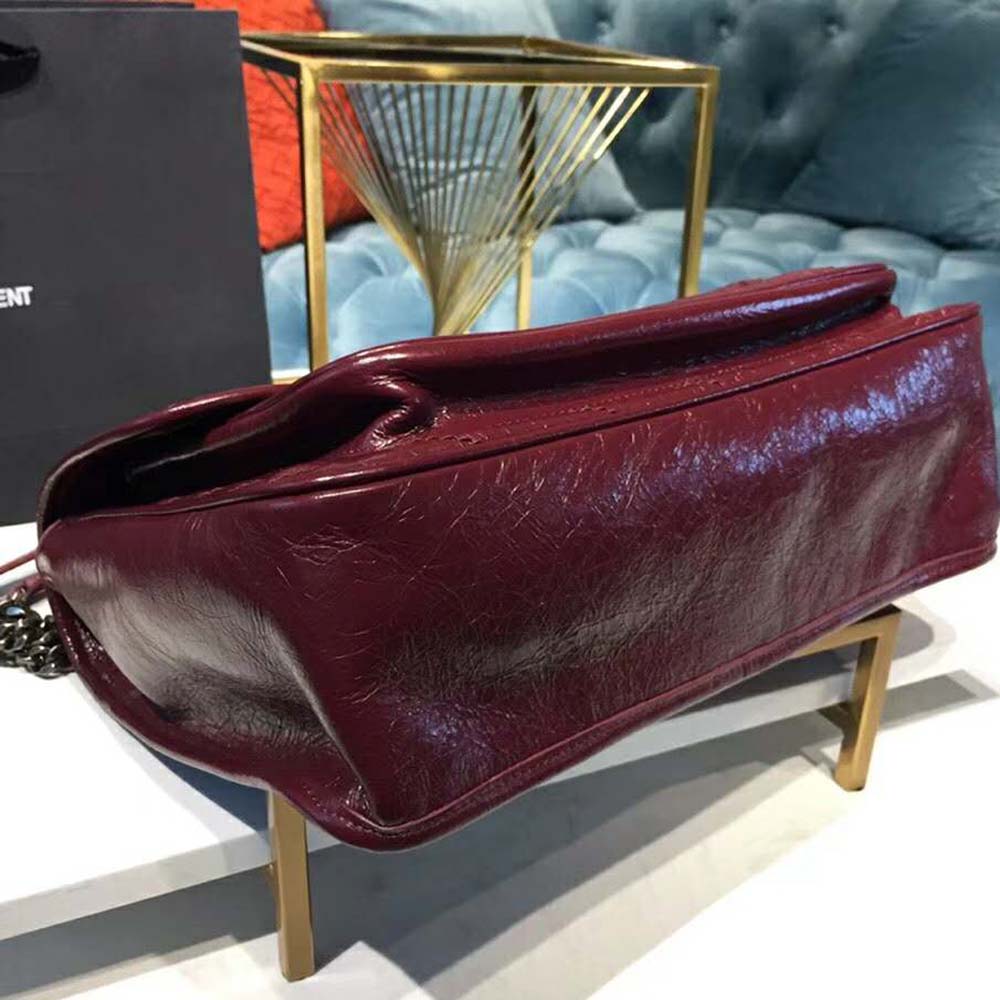 Saint Laurent YSL Women Niki Large in Vintage Leather-Maroon - image 10
