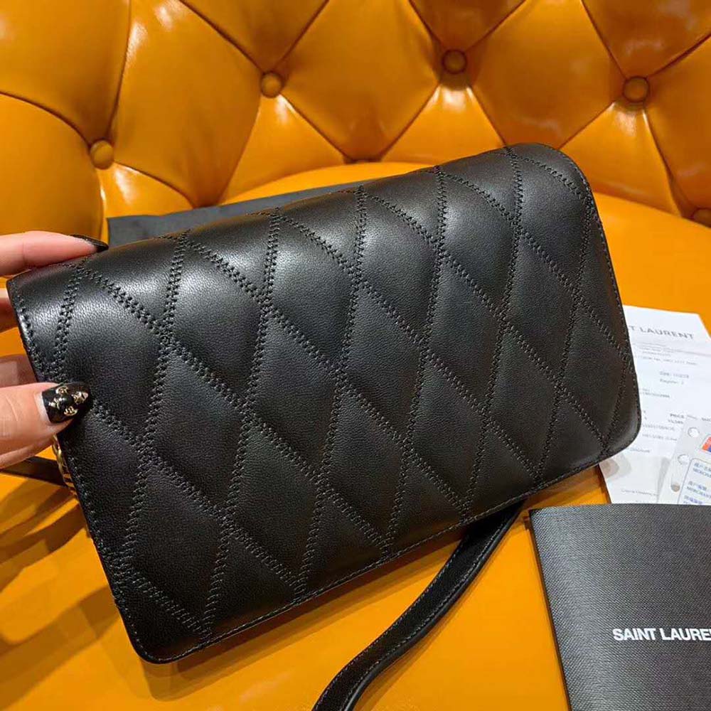 Saint Laurent YSL Women Angie Chain Bag Diamond-Quilted Lambskin-Black - image 8