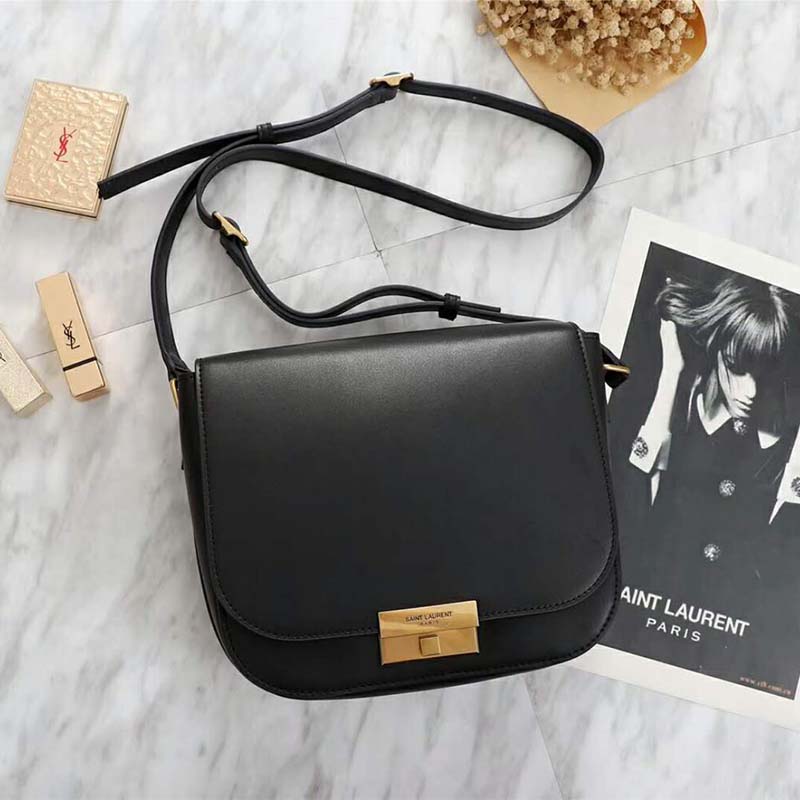 Side profile showing smooth leather texture of Saint Laurent Betty Satchel