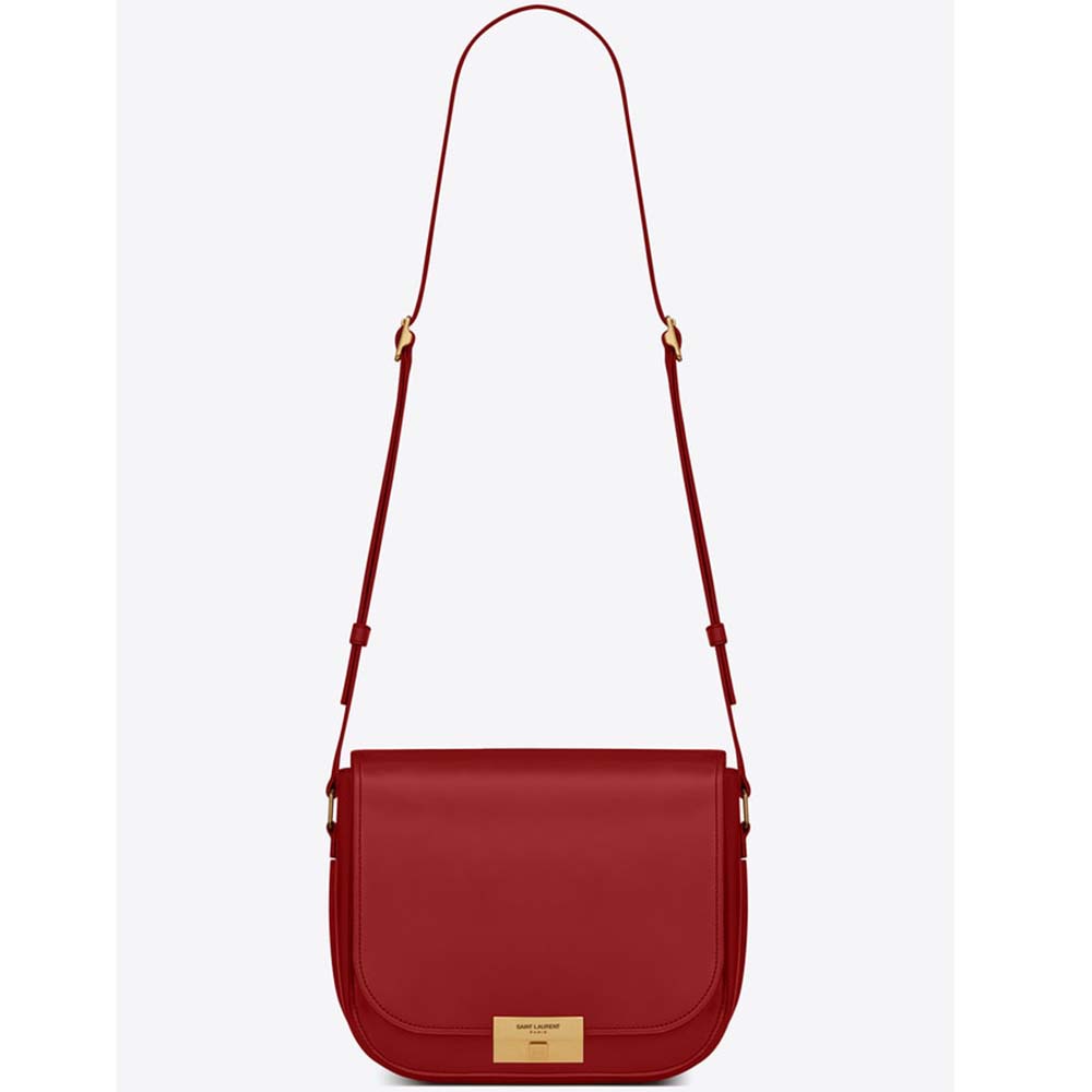 Front view of Saint Laurent YSL Women Betty Satchel in Smooth Leather-Red