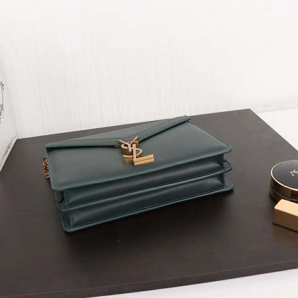 Saint Laurent YSL Women Cassandra Monogram Clasp Bag Smooth-Green - image 4