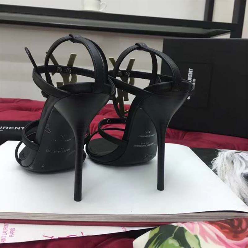 Saint Laurent YSL Women Cassandra Sandal Gold Logo Smooth 11cm Heel - image 5