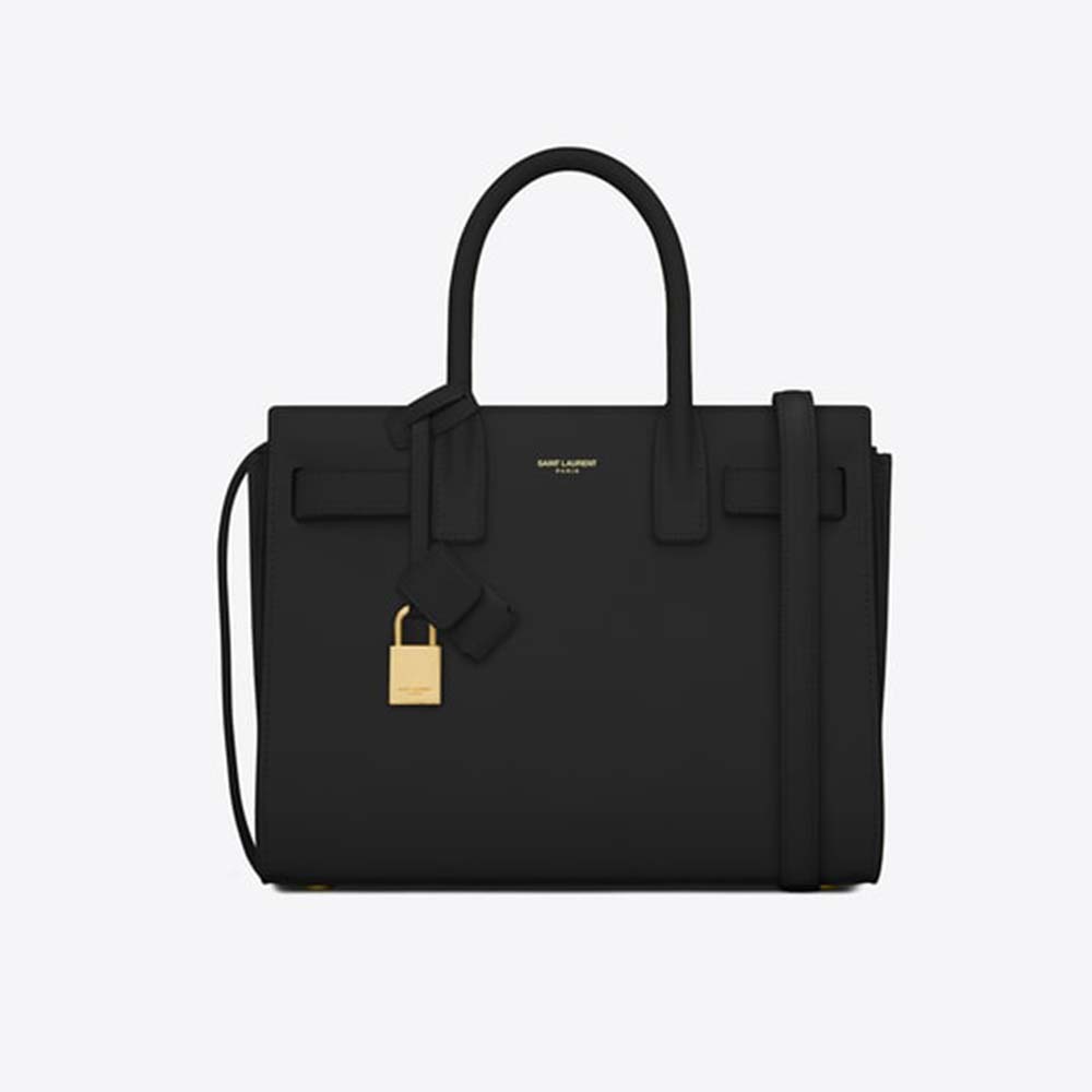 Front angle of Saint Laurent YSL Women Classic Sac De Jour Baby Smooth-Black