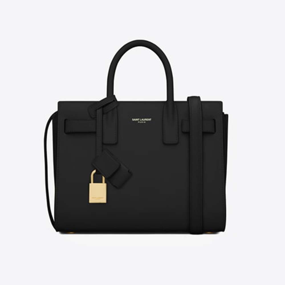 Front view of Saint Laurent YSL Women Classic Sac De Jour Nano Smooth in black leather