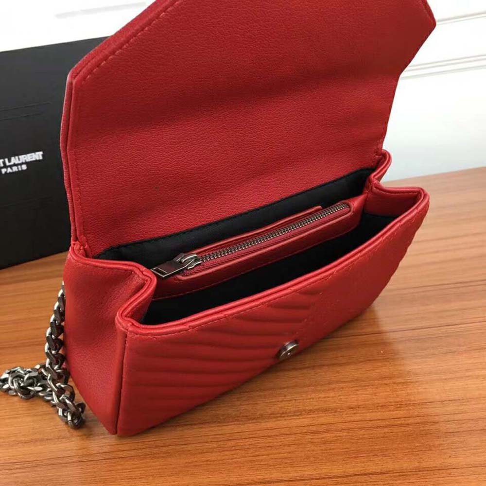 Saint Laurent YSL Women College Medium In Matelasse Leather-Red - image 6