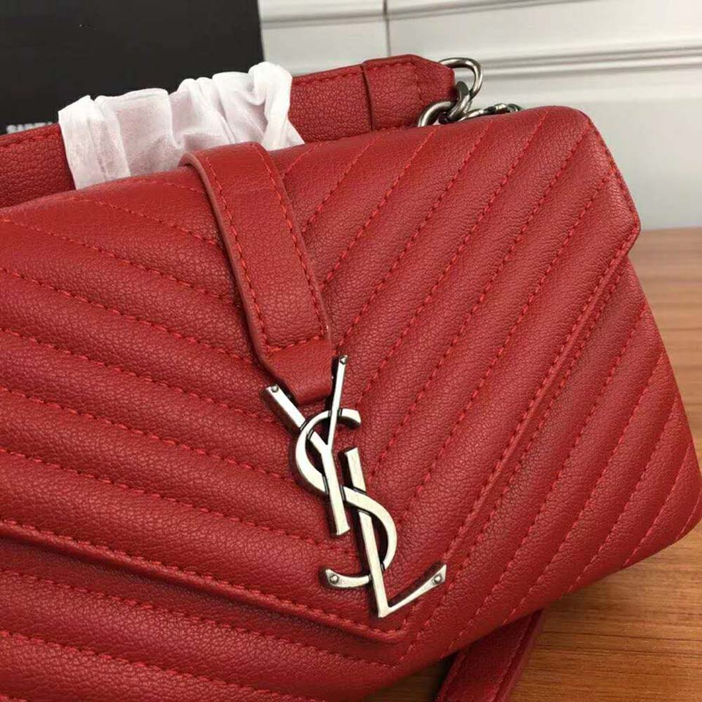 Saint Laurent YSL Women College Medium In Matelasse Leather-Red - image 7