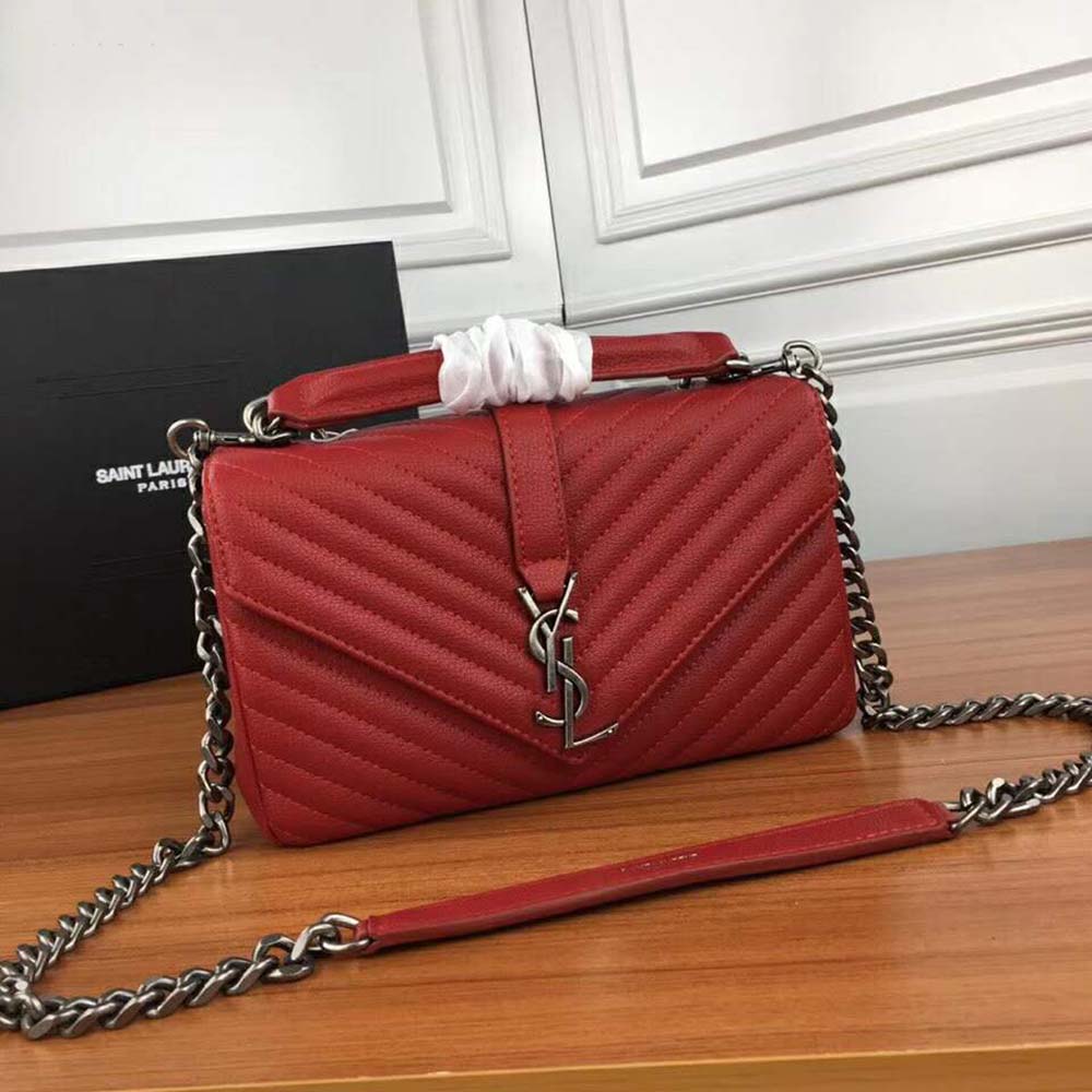 Saint Laurent YSL Women College Medium In Matelasse Leather-Red - image 4