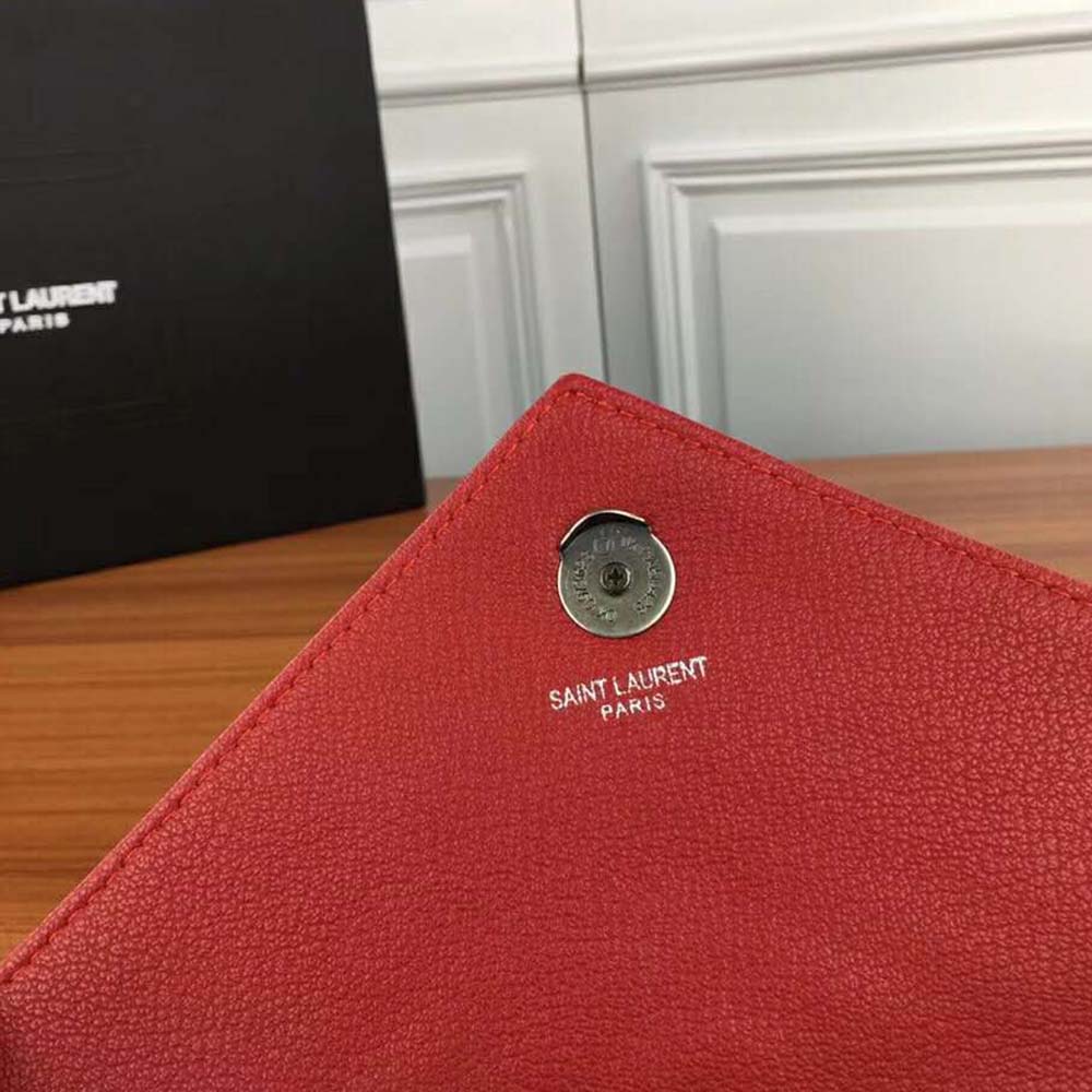 Saint Laurent YSL Women College Medium In Matelasse Leather-Red - image 9