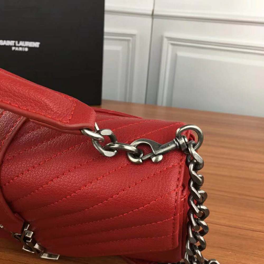 Saint Laurent YSL Women College Medium In Matelasse Leather-Red - image 8