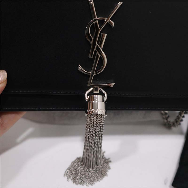 Saint Laurent YSL Women Kate Chain Tassel Bag Black Textured - image 6