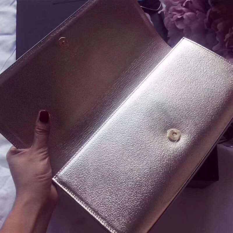 Saint Laurent YSL Women Kate Clutch Grained Metallic Leather-Silver - image 9