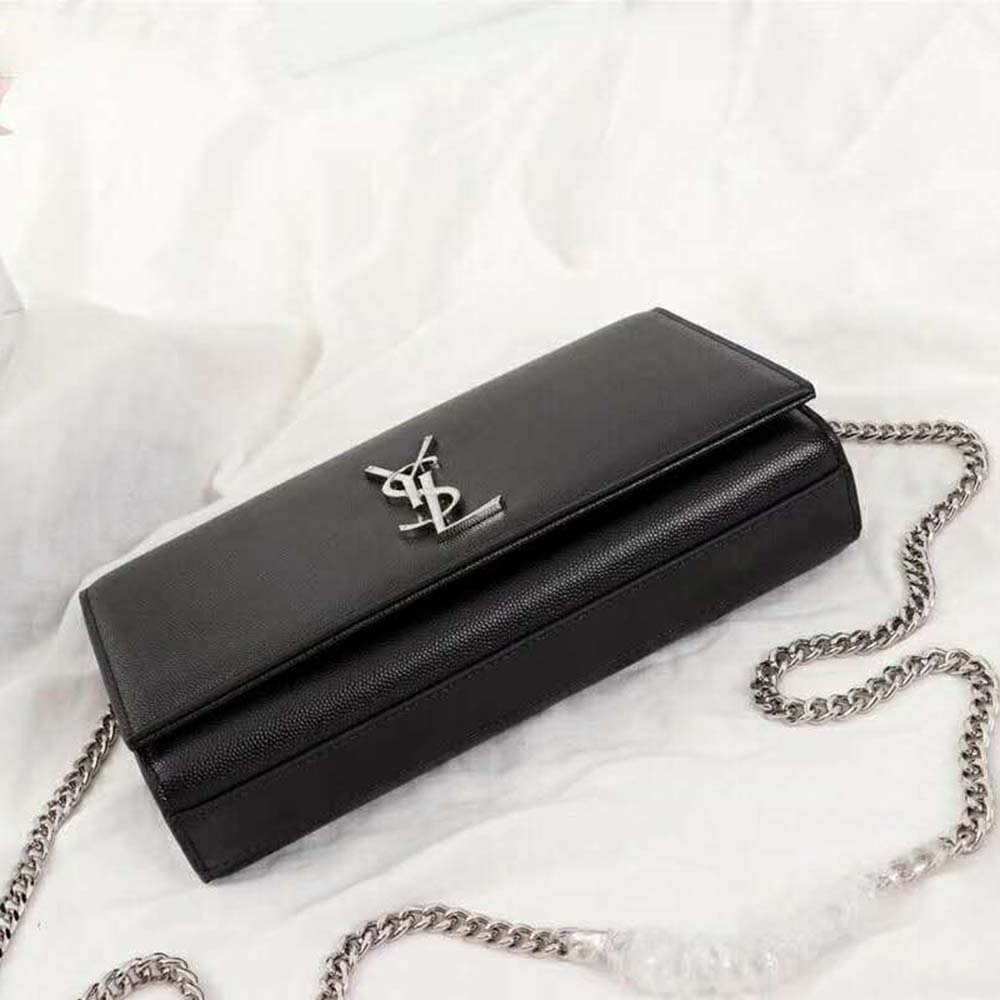 Saint Laurent YSL Women Kate Medium Grain De Poudre Embossed-Silver - image 4