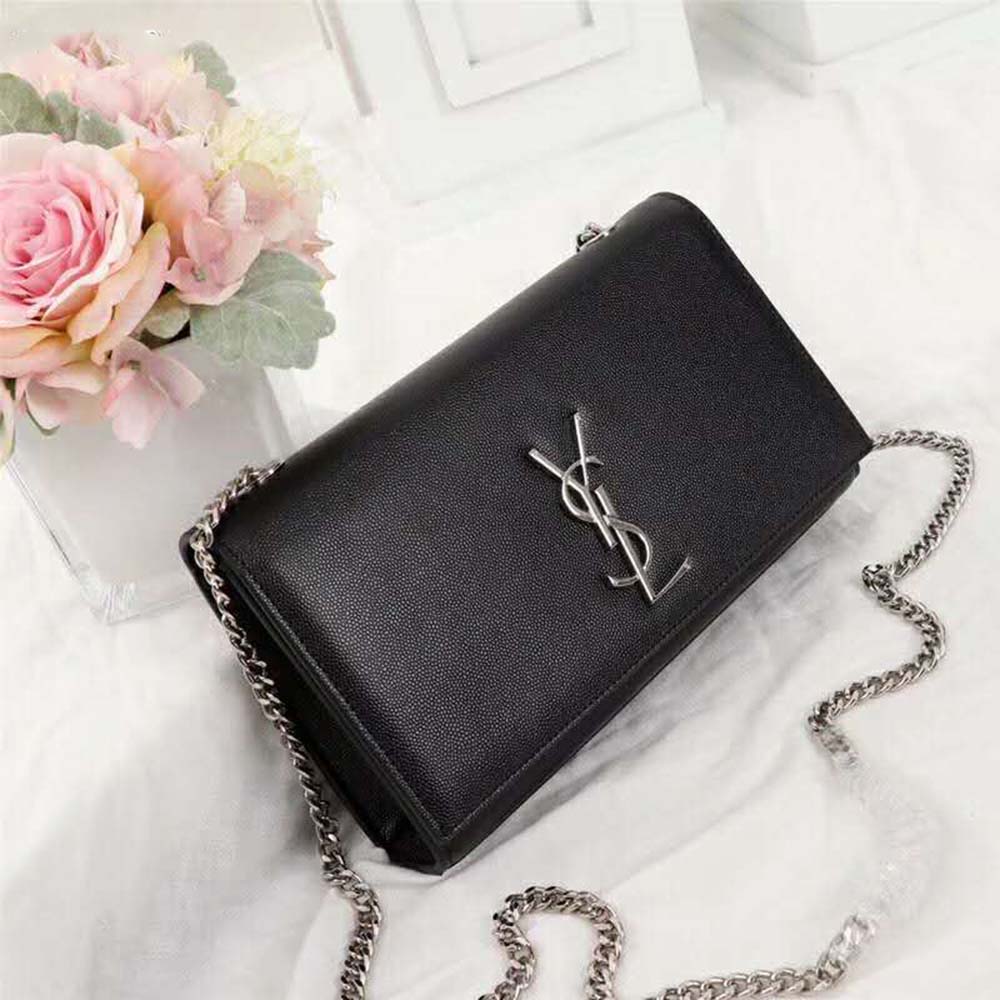 Side angle showing structured silhouette of Saint Laurent YSL Women Kate Medium bag
