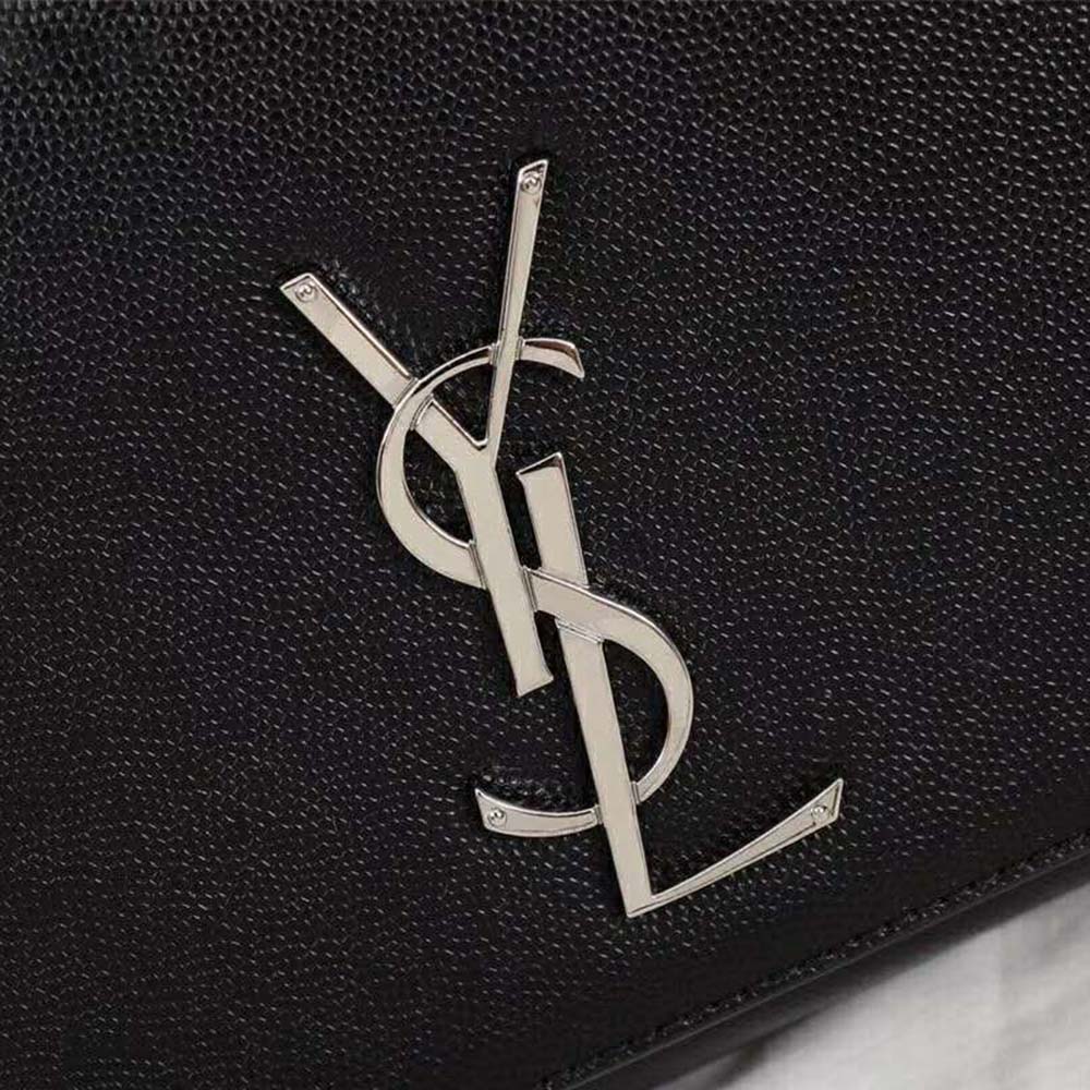 Saint Laurent YSL Women Kate Medium Grain De Poudre Embossed-Silver - image 7