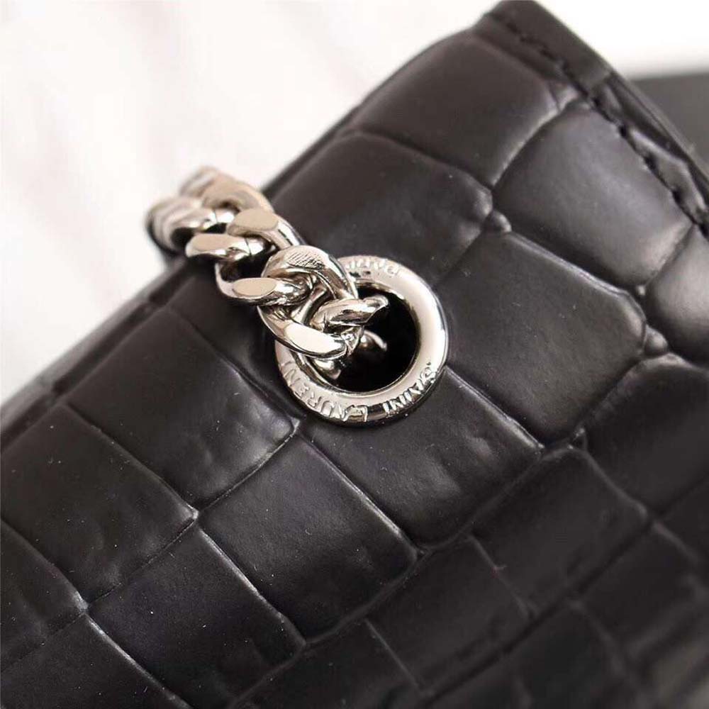 Saint Laurent YSL Women Kate Small Tassel Embossed Crocodile Shiny Calfskin-Black - image 9