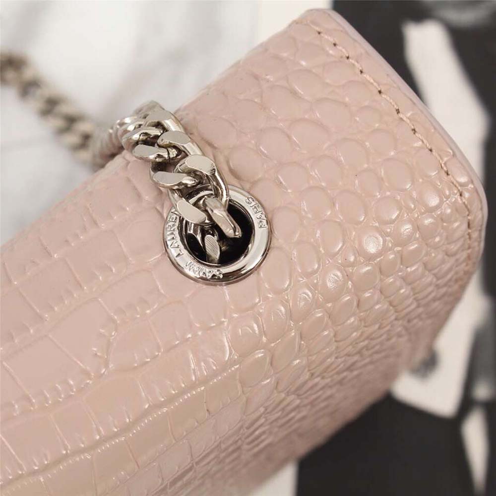 Saint Laurent YSL Women Kate Small Tassel Embossed Crocodile Shiny Calfskin-Pink - image 9
