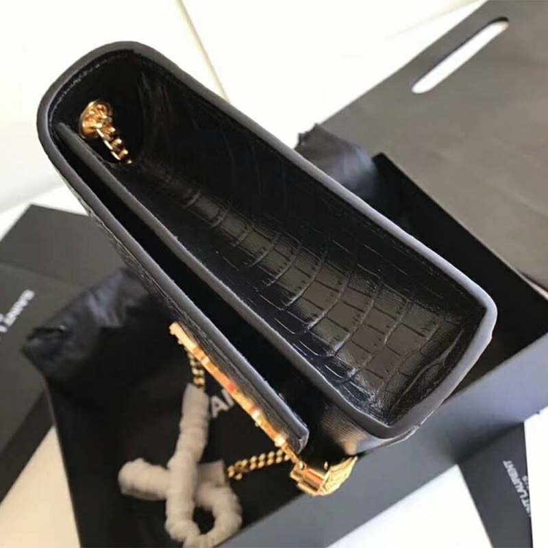 Saint Laurent YSL Women Kate Small Tassel Embossed Crocodile Shiny-Gold - image 4