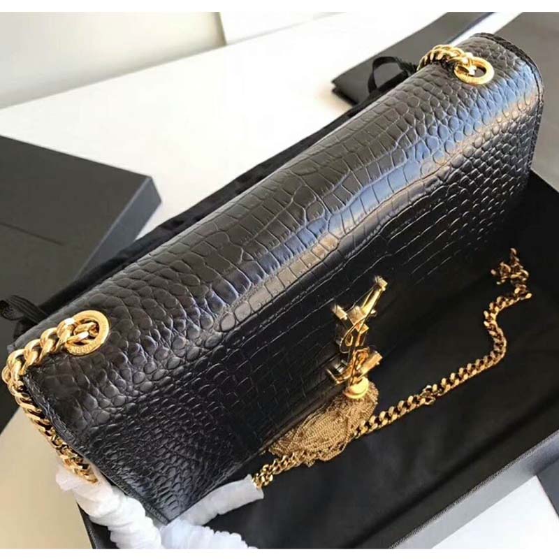 Saint Laurent YSL Women Kate Small Tassel Embossed Crocodile Shiny-Gold - image 5
