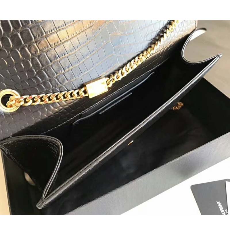 Saint Laurent YSL Women Kate Small Tassel Embossed Crocodile Shiny-Gold - image 6