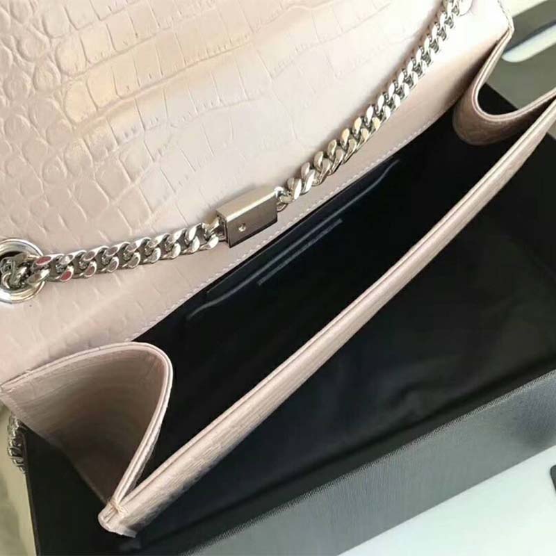 Saint Laurent YSL Women Kate Small Tassel Embossed Crocodile Shiny-Pink - image 12