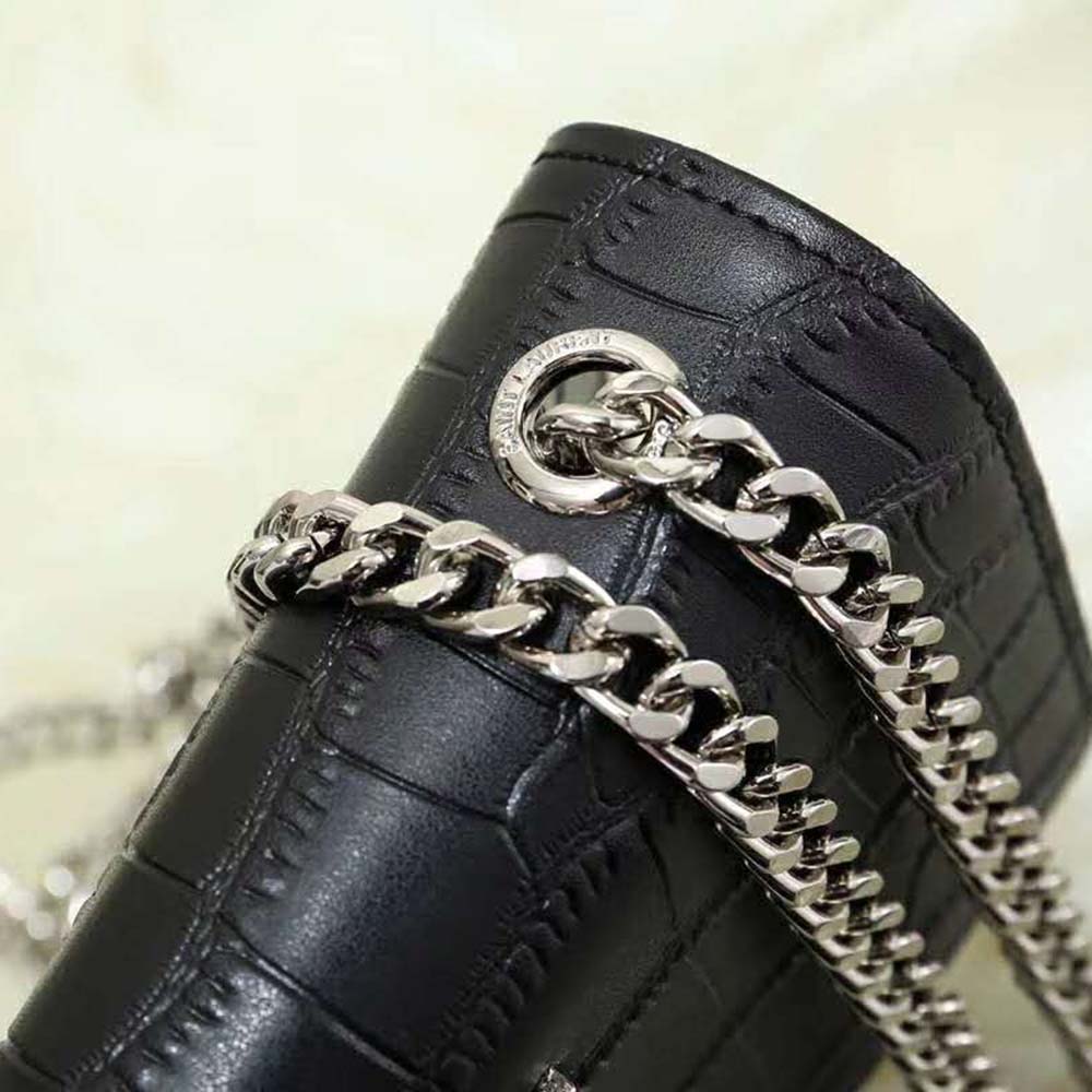 Saint Laurent YSL Women Kate Tassel Chain Wallet Crocodile Embossed-Black - image 10