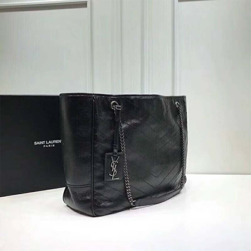 Saint Laurent YSL Women Large Niki Shopping Bag Crinkled Quilted - image 4