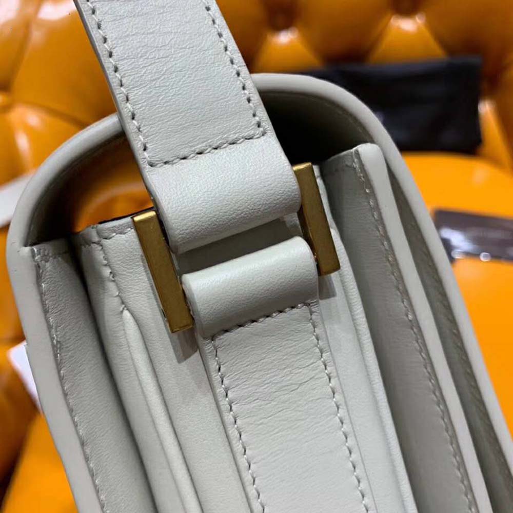 Saint Laurent YSL Women Le 61 Medium Saddle Bag Smooth-White - image 8