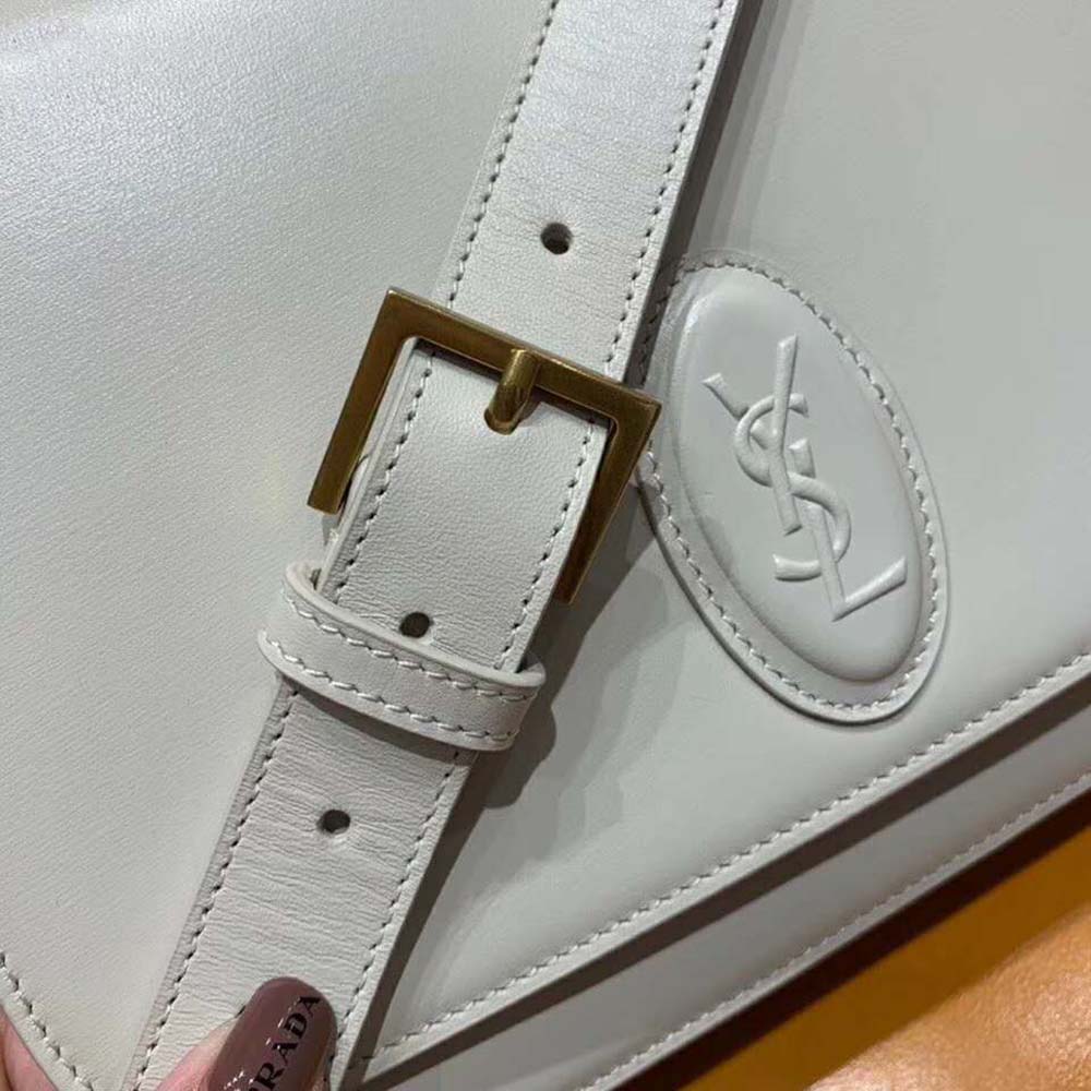 Saint Laurent YSL Women Le 61 Medium Saddle Bag Smooth-White - image 9