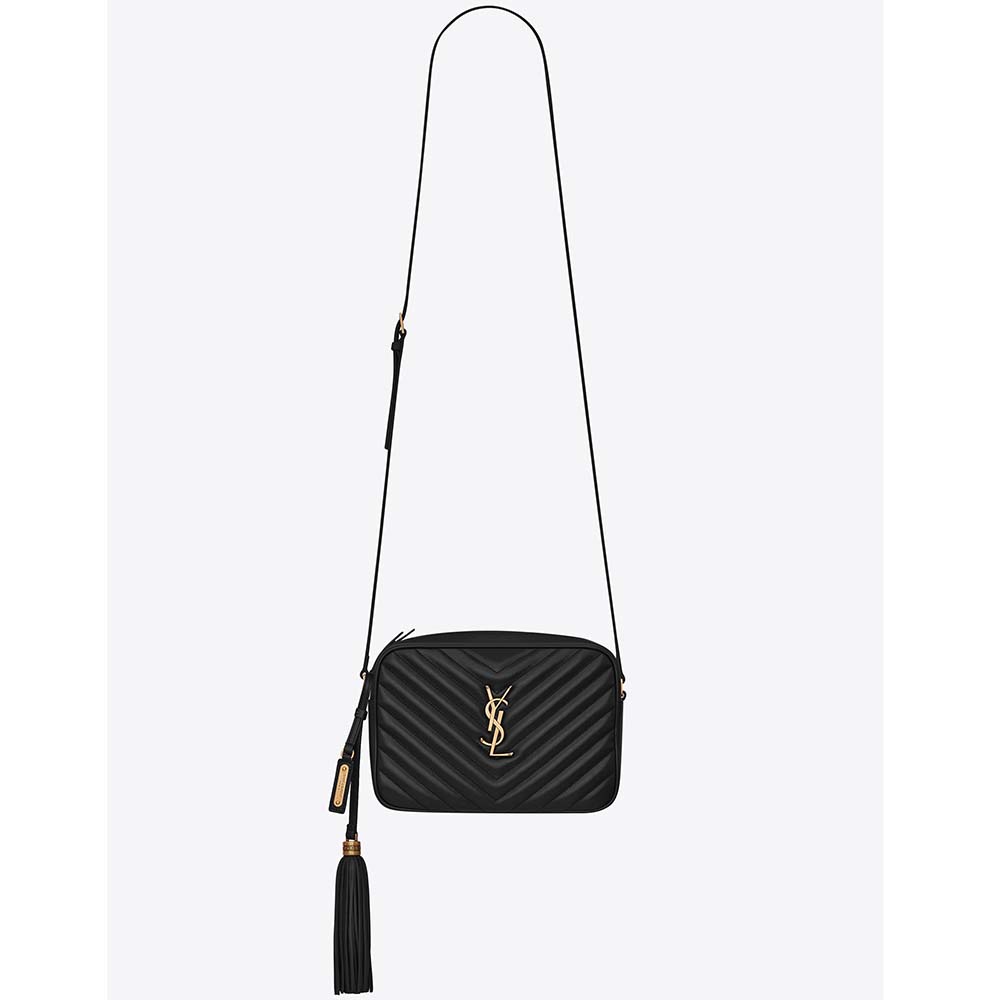 Front view of Saint Laurent YSL Women Lou Camera Bag Matelasse Leather-Gold