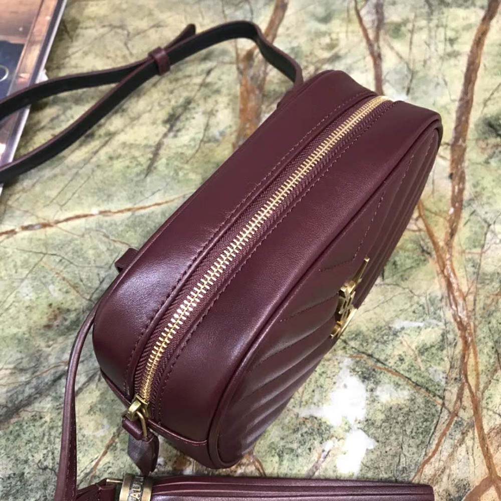 Saint Laurent YSL Women Lou Camera Bag Matelasse Leather-Maroon - image 5