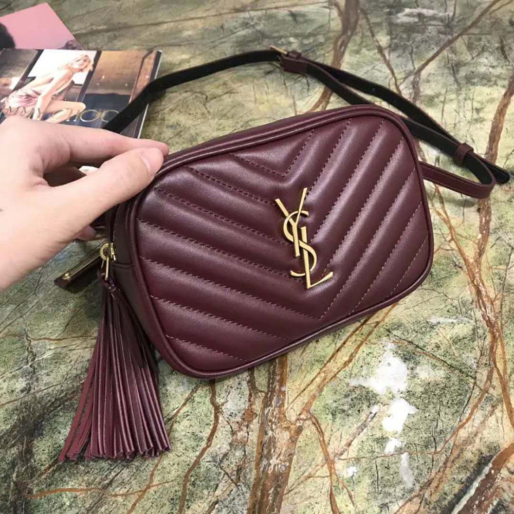 Saint Laurent YSL Women Lou Camera Bag Matelasse Leather-Maroon - image 4