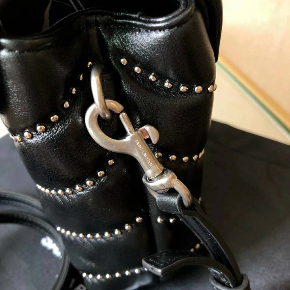 Saint Laurent YSL Women Loulou Medium Leather and Studs-Black - image 8