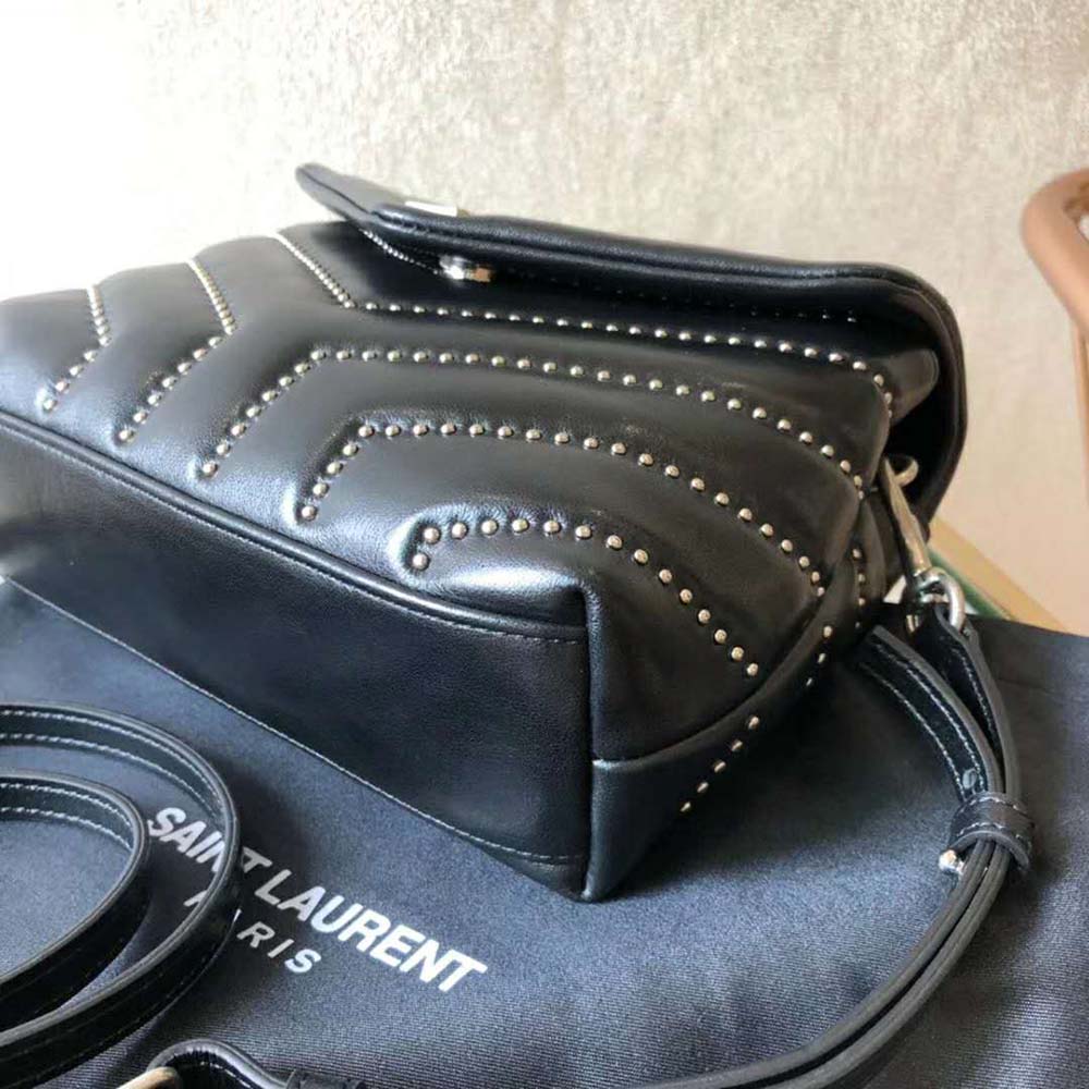 Saint Laurent YSL Women Loulou Medium Leather and Studs-Black - image 4