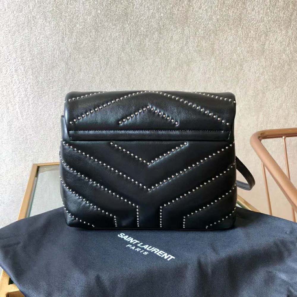 Saint Laurent YSL Women Loulou Medium Leather and Studs-Black - image 5