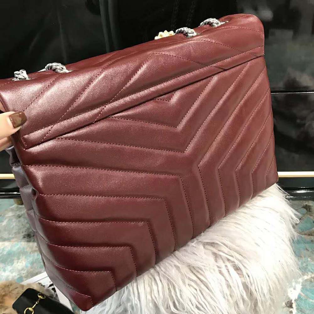 Saint Laurent YSL Women Loulou Medium Matelasse Y Leather-Maroon - image 4
