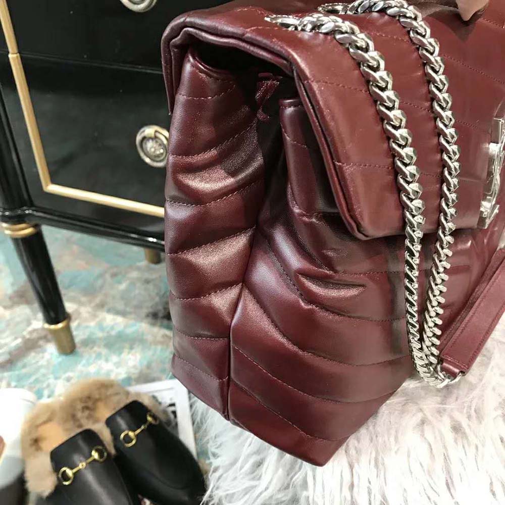 Saint Laurent YSL Women Loulou Medium Matelasse Y Leather-Maroon - image 8