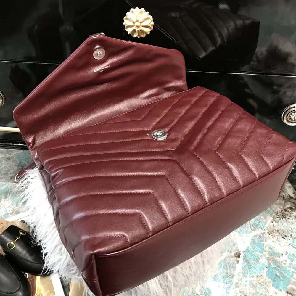 Saint Laurent YSL Women Loulou Medium Matelasse Y Leather-Maroon - image 6